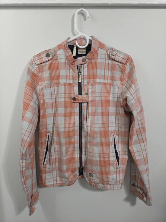 Merrell Jackets & Blazers - Merrell Orange and White Plaid Zip Jacket